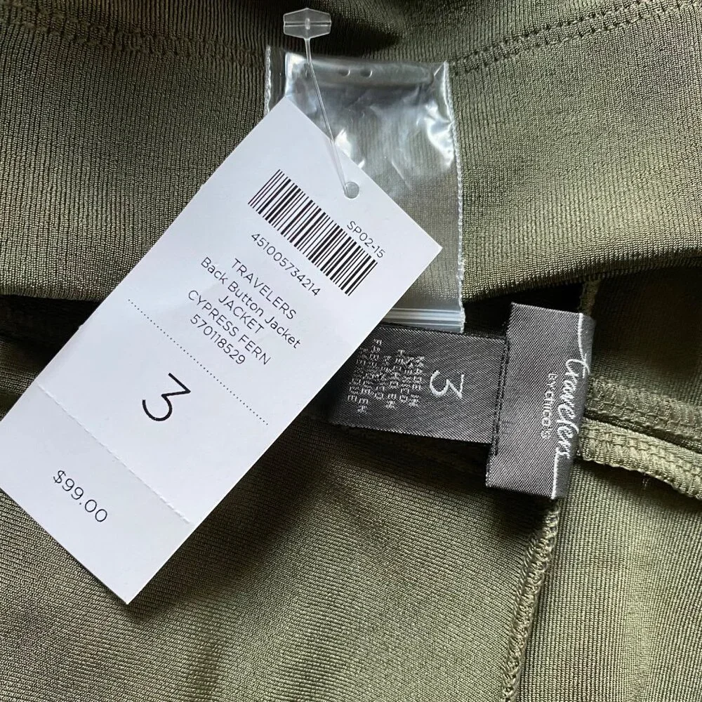 TRAVELERS CLASSIC Back Button Jacket sz 3 (US XL) w/ Tank sz 2 Cypress Fern NWT - Picture 4 of 12